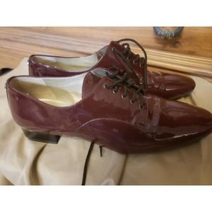 New Voltan Pantent Leather burgandy wine 39.5 flats tie unique